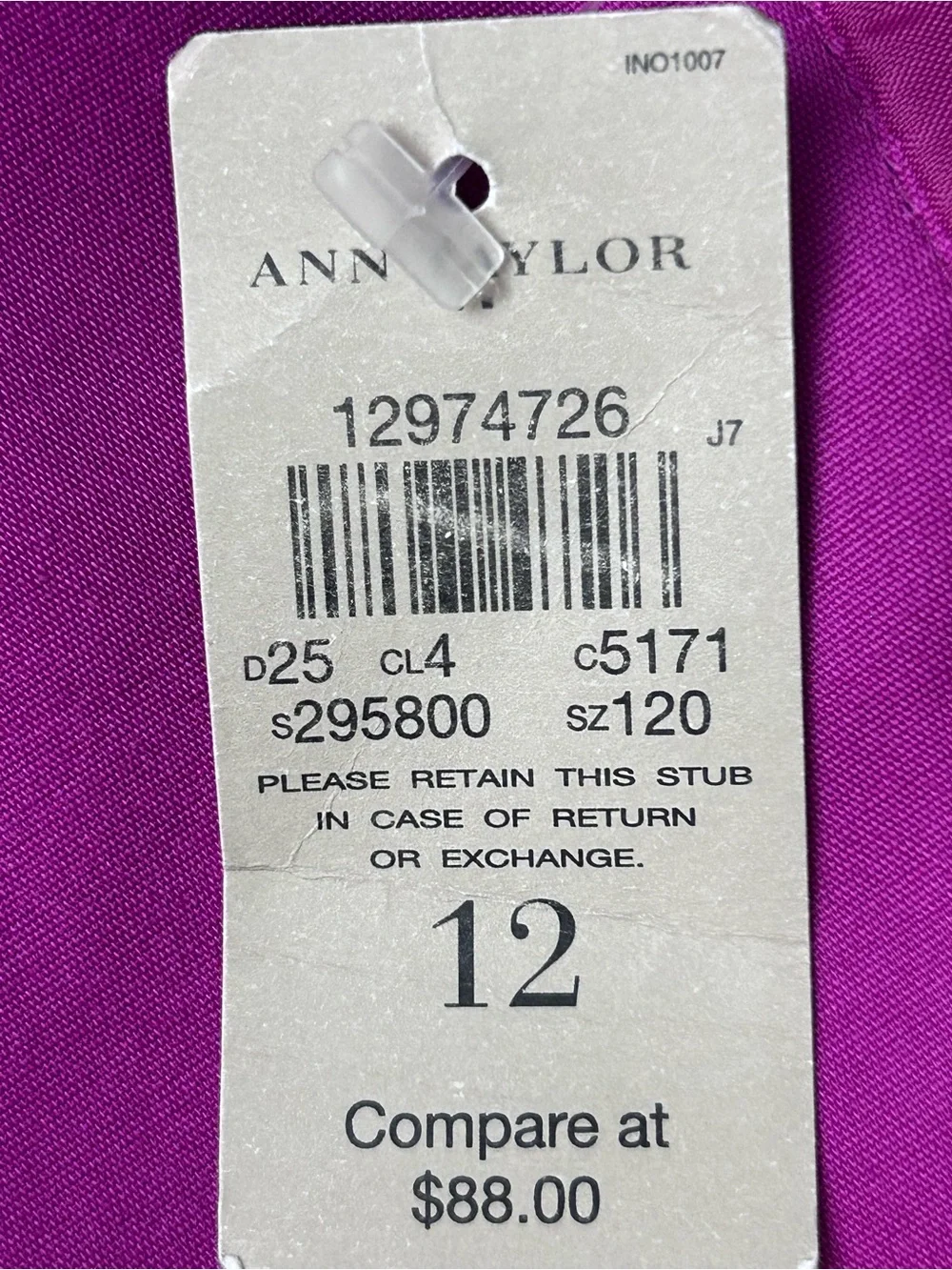 Ann Taylor Bright Fuchsia Mini Pencil Skirt Lined Zipper Closure Size 12